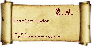 Mettler Andor névjegykártya